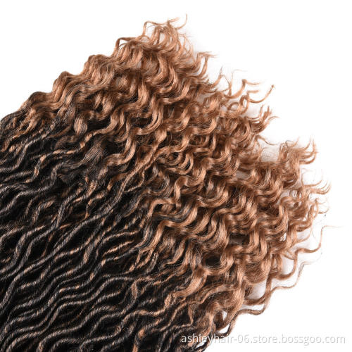 Wholesale 24 Strands Synthetic Crochet Hair Curly End Wavy Goddess Faux Locs Braid